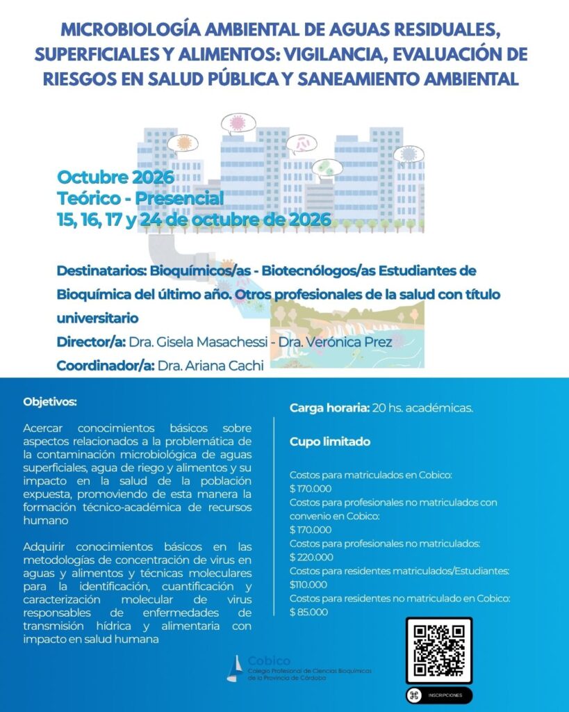 Curso | Microbiología ambiental de aguas residuales, superficiales y alimentos